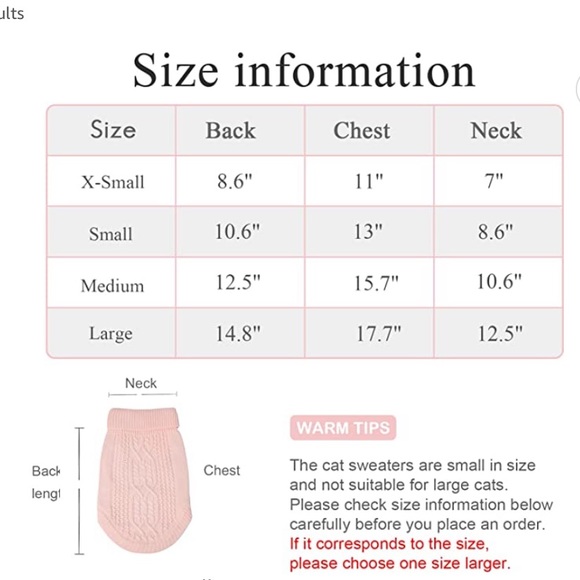 Cat Sweater Turtleneck Light Pink Size Small - Picture 6 of 6